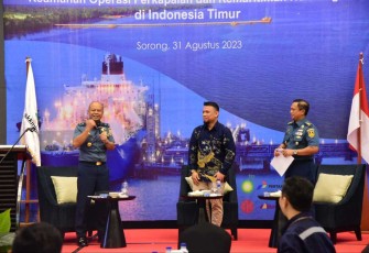 Kepala Staf Koarmada III Laksamana Pertama Singgih Sugiarto saat workshop Keamanan Operasi Perkapalan dan Kemaritiman Hulu Migas di Indonesia Timur, Kamis (31/8)