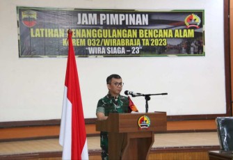 Pangdam I/BB Mayjen TNI Mochammad Hasan saat memberikan sambutan dalam penutupan latihan posko I di Makorem, Kamis (7/9)