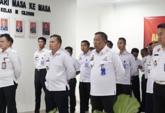 Lapas Cilegon mengikuti apel awal tahun bersama Kemenkumham RI secara virtual, Rabu (4/1)