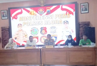 Kapolres Blora AKBP Fahrurozi saat memberikan keterangan pers terkait kasus Rudapaksa Disabilitas 