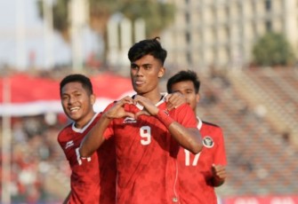 Ramadhan Sananta usai melesakkan gol ke gawang Myanmar di ajang SEA Games 2023 Kamboja, Kamis (4/5)