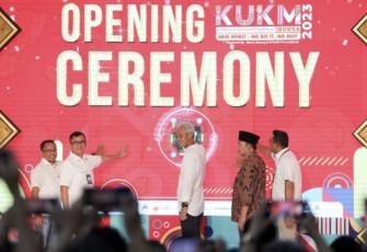 Ganjar Pranowo saat opening ceremony Bursa KUKM Banyumas 2023, Jum'at (12/3)