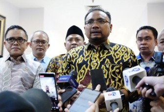 Menag Yaqut Cholil Qoumas menyampaikan keterangan pers di Jakarta, Jumat (4/8/2023)