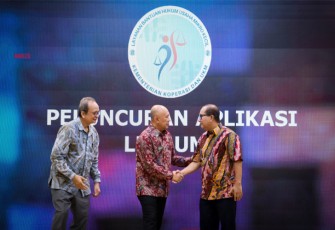 Launching Aplikasi Layanan Bantuan dan Pendampingan Hukum dan Seminar Optimalisasi Perlindungan Hukum Bagi Pelaku Usaha Mikro dan Kecil, di Jakarta, Selasa (3/10)