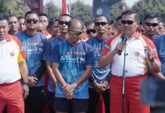 Panglima TNI Laksamana TNI Yudo Margono didepan awak media, usai menyambut kedatangan tim The Rising Tide 2023 di Mabes TNI, Jakarta, Jumat (6/10/2023). 