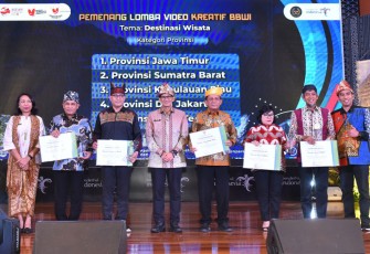 Gubernur Kepri Ansar Ahmad (empat dari kanan) pada Malam Puncak APPI 2023 yang berlangsung di Balairung Soesilo Soedarman, Gedung Sapta Pesona, Jakarta pada Selasa (17/07). 
