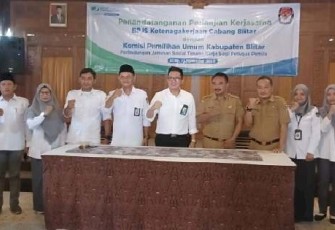 KPU Kabupaten Blitar - BPJS Ketenagakerjaan Cabang Blitar Sepakat Kerjasama Lindungi Petugas Pemilu