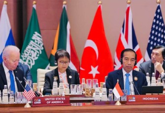 Presiden Joko Widodo pada Konferensi Tingkat Tinggi (KTT) G20 India yang digelar di Bharat Mandapam, IECC, Pragati Maidan, New Delhi, India, pada Sabtu, 9 September 2023.