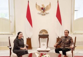 Ketua DPR RI Puan Maharani saat bertemu Presiden Joko Widodo (Jokowi) di Istana Kepresidenan, Jakarta, Jumat (24/3/2024).