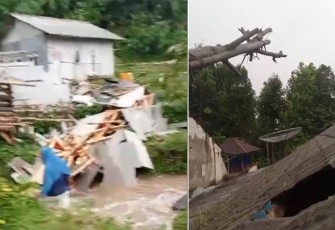 Kondisi bangunan pasca runtuh diterjang angin kencang