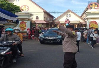 Ciptakan Rasa Nyaman Polresta Bengkulu Terjunkan Personel Amankan Ibadah Paskah