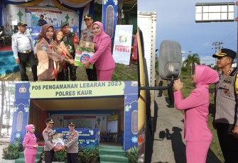 Kapolres Kaur Bagikan Takjil Kepada Pengendara dan Bingkisan Kepada Personel Pospam dan Posyan