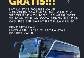 Program Polres Kaur: Balik Mudik Gratis ke Kota Bengkulu dan Pesisir Barat Lampung 