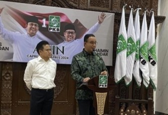 Anies di Kantor DPP PKB, Jakarta Pusat, Senin (11/9/23).