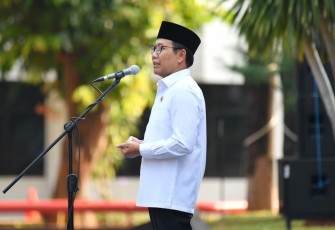 Gus Halim saat memimpin apel pagi di lapangan Kemendes PDTT, Jakarta, Kamis (7/9/2023).