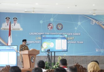 Bupati Limapuluh Kota Safaruddin saat memberi sambutan dalam acara launching Limapuluh Kota CSIRT.
