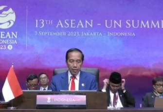  Presiden Joko Widodo secara resmi membuka KTT ke-13 ASEAN-Perserikatan Bangsa-Bangsa (PBB) yang digelar di Ruang Cendrawasih 3, Jakarta Convention Center (JCC), Jakarta, pada Kamis, 7 September 2023. 