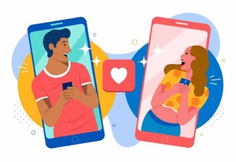 Ilustrasi wanita dan laki laki yang bertemu melalui aplikasi kencan online l Sumber:Balitteknologikaret.co.id