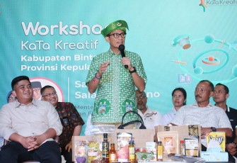 Menparekraf Sandiaga Uno Dukung saat menghadiri Workshop Kabupaten/Kota Kreatif (KaTa Kreatif) yang berlangsung di Plaza Lagoi Bay, Bintan, Minggu (17/09). 