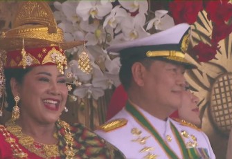 Panglima TNI Laksamana TNI Yudo Margono, S.E., M.M. bersama Kas Angkatan mengikuti Upacara memperingati HUT RI ke-78 di Istana Negara, Jakarta Pusat, Kamis (17/8/2023).
