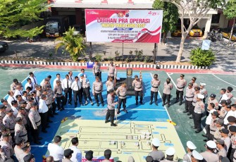 Kegiatan Tactical Floor Game (TFG) Latihan Pra Operasi Mantap Praja Candi 2024, di Lapangan Wira Satya Polres Karanganyar, Selasa (20/8/2024)