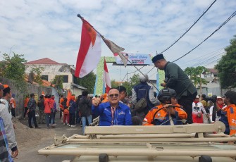 Ilyas Akbar Almadani saat menghadiri acara deklarasi Wong Cilik, di Bali Pari Karanganyar, pada Selasa (15/10/2024)