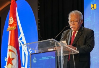 Menteri PUPR Basuki Hadimuljono saat hadir dalam serangkaian kegiatan The 5th Mediterranean Water Forum yang diselenggarakan di Tunis, Tunisia, Senin (5/2/2024). 