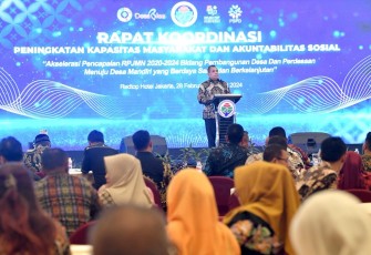 Wamendes PDTT Paiman Raharjo saat membuka Rapat Koordinasi (Rakor) peningkatan kapasitas masyarakat dan akuntabilitasi sosial di Jakarta pada Rabu (28/2) malam.