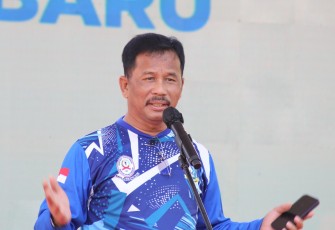 Kepala BP Batam/Walikota Batam  Muhammad Rudi saat membuka dan menyambut positif Kejurnas Road Race and Mountain Bike 2024, di Nuvasa Bay, pada Kamis (20/6/2024).