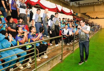 Pj Gubernur Jateng, Nana Sudjana saat di GOR Jatidiri Kota Semarang