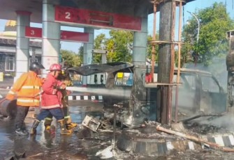 SPBU 44.571.05 Colomadu di Jalan Adi Sucipto kawasan Desa Paulan, Kecamatan Colomadu, Kabupaten Karanganyar, terbakar pada Rabu (31)7/2024)