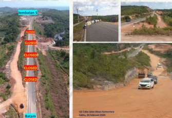 Jalan Trans Barelang Ditutup Sementara Selama Perbaikan Jalan Amblas