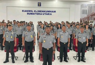 Kemenkumham Sumut Apel Virtual Diikuti Insan Pengayoman Seluruh Indonesia Dipimpin Menkumham secara Langsung
