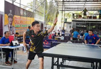 Atlet tenis meja Kodam VI/Mlw, Sabtu (3/2)