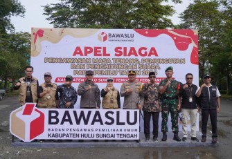 Apel Siaga Pengawasan Masa Tenang Pemilu 2024 di Kabupaten HST, Minggu (11/2)
