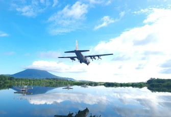 Pesawat Hercules TNI AU Mendarat Mulus di Kabupaten Natuna 
