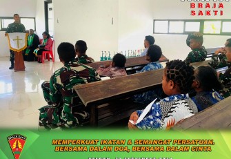 Satgas Yonif 131/Brs Kodam I/BB Laksanakan Ibadah  Bersama di Gereja GKI