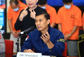 Dir Tipidsiber Bareskrim Polri Brigjen Pol Himawan Bayu Aji saat keterangan pers, Selasa (12/11)