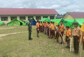 Persami Pramuka Satgas Yonzipur 5/ABW di perbatasan 