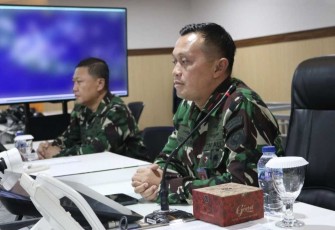 Dankosek IKN Marsma TNI Abdul Haris saat mengikuti penutupan latihan Kilat secara vidcon di Jakarta, Jum'at (16/2)