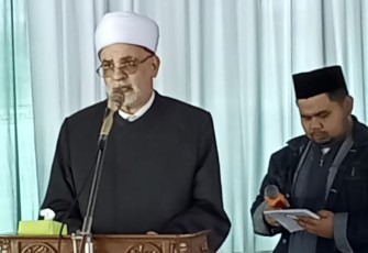 Prof. Dr. M. Salim Abu Ash dari Mesir saat seminar internasional di IAI Al Fatimah Bojonegoro, Jum'at (1/3)