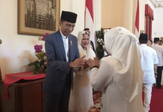 Suasana open house Presiden Joko Widodo di istana kepresidenan Jakarta 