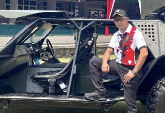 Danyon Kav 8/NSW/2 Kostrad Letkol Kav M. Nuril Ambiyah saat ajang lomba menembak Panglima TNI 2024 di Wing 1 Kopasgat, Jakarta, Minggu (22/9)