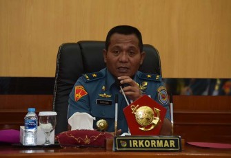 Irkormar Brigadir Jendral TNI (Mar) Supriyono, S.E.,M.M., saat pimpin pembukaan taklimat awal audit kinerja Irkormar Tahun 2024.