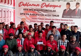 KPA dan PA Aceh Timur saat mendeklarasikan dukungan kepada pasangan Calon Presiden dan Wakil Presiden Prabowo Subianto–Gibran.