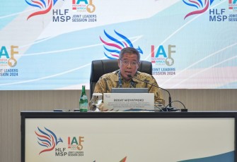 Deputi Bidang Politik, Hukum, Pertahanan, dan Keamanan Kementerian Perencanaan Pembangunan Nasional/Badan Perencanaan Pembangunan Nasional (PPN/Bappenas), Bogat Widyatmoko, di Nusa Dua, Bali, Minggu (1/9/2024) menekankan pentingnya kolaborasi lintas sektor dalam menghadapi tantangan global. (Foto: InfoPublik/Amiri Yandi)