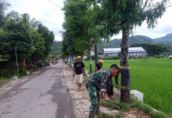  Babinsa Koramil 0801/01 Pacitan Bersama Warga Bersihkan Lingkungan