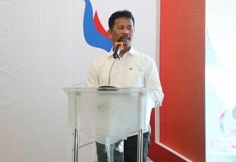 Kepala BP Batam, Muhammad Rudi saat menghadiri literasi digital bertajuk Digital Marketing Strategy in Political Years, di Palm Springs Golf, Rabu (21/2/2024).