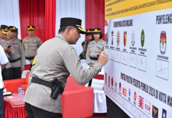 Kapolresta Malang Kota Kombespol Budi Hermanto, S.I.K., M.Si saat Deklarasikan Pemilu Damai 2024