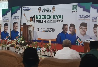 Gus Yusuf saat berpidato dalam acara konsolidasi PKB Jawa Tengah, di hotel Permata Sari, Tasikmadu, Kabupaten Karanganyar pada Kamis (31/10/2024)